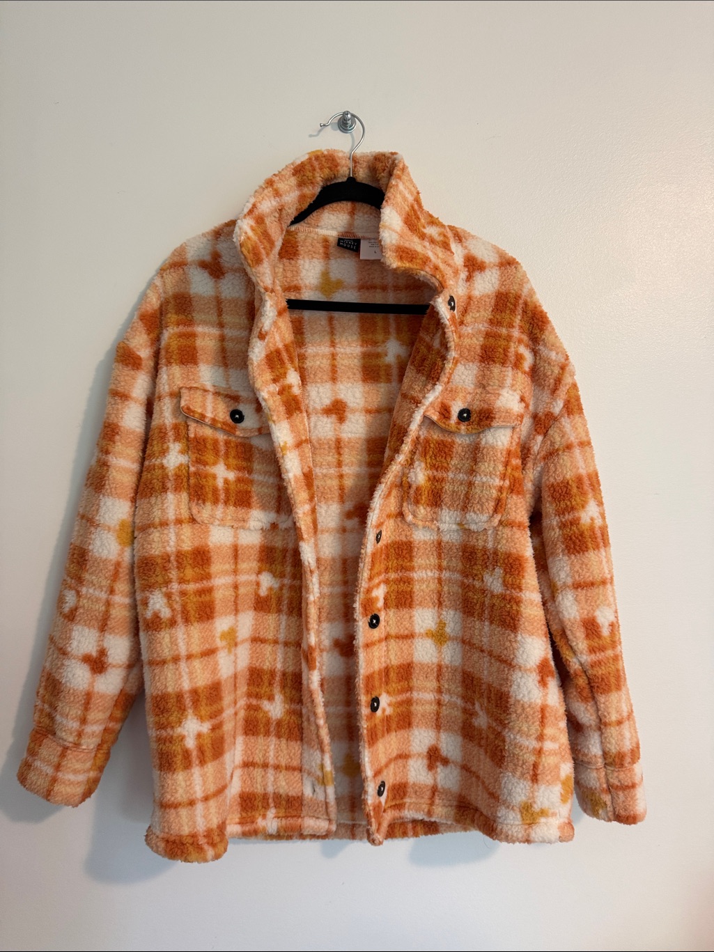 Orange Plaid Hidden Mickey Sherpa Jacket